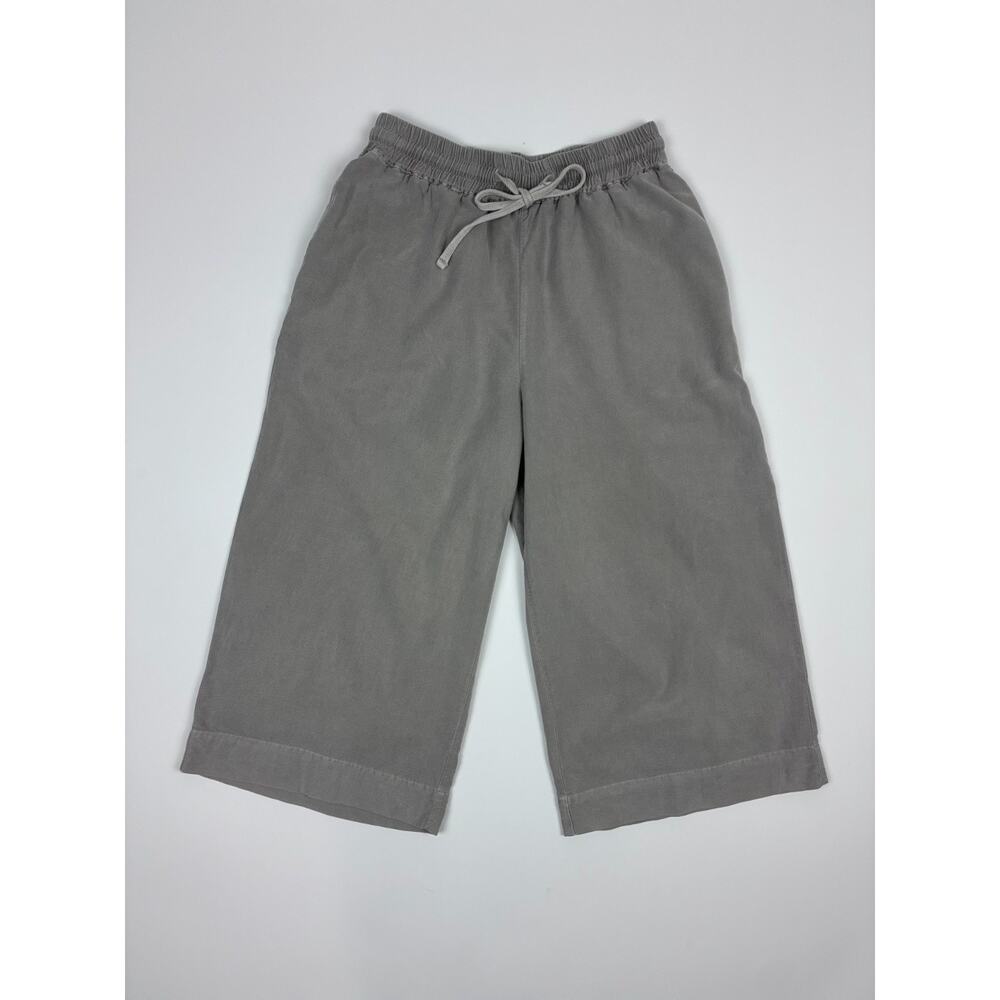 James Perse Wide Leg Cropped Cotton Drawcord Lounge Pants Size 1 Gray